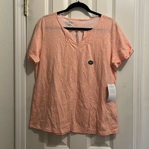 L.L.Bean organic Cotton Split neck short sleeved t shirt